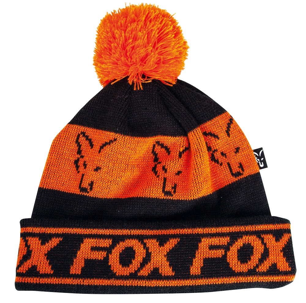 FOX BLACK/ORANGE LINED BOBBLE HAT